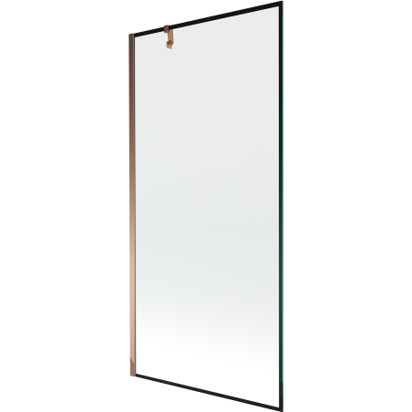 Mexen Next 1-flügelige Badewannenabtrennung 90 x 150 cm, schwarzer Rahmen, Roségold - 895-090-000-00-70-60