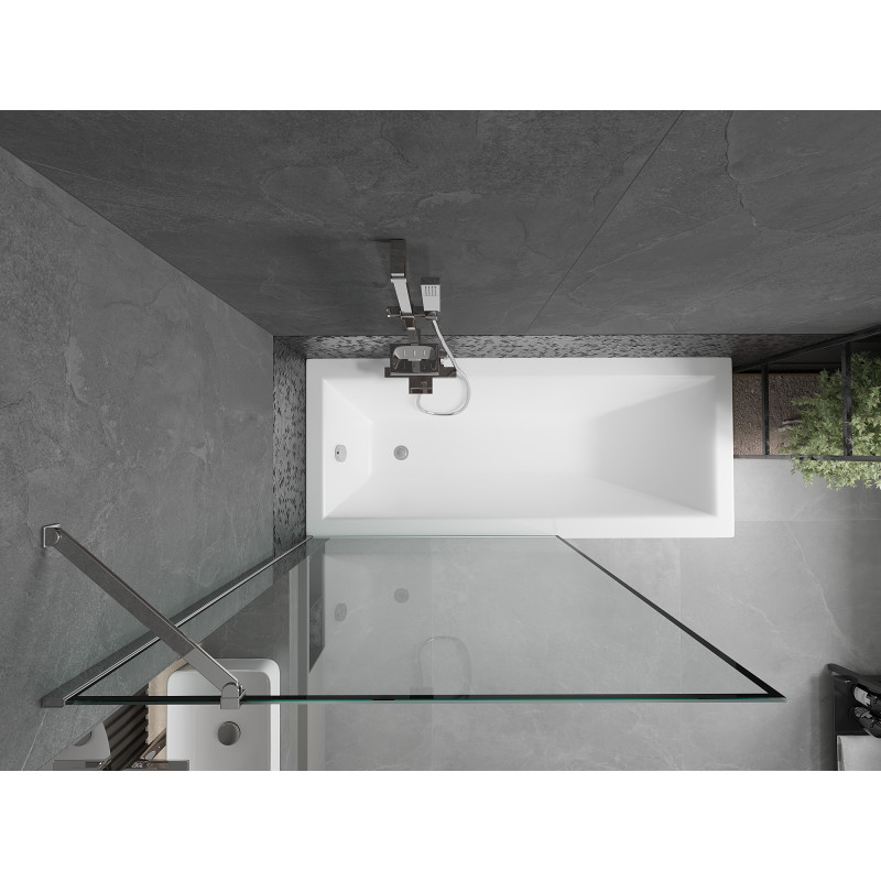 Mexen Next Einteilige Badewannenabtrennung 100 x 150 cm, schwarzer Rahmen, Chrom - 895-100-000-00-70-01