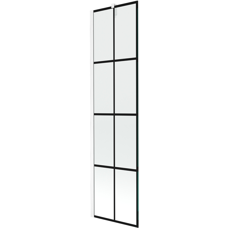 Mexen Next 1-flügelige Badezimmerschirmwand 50 x 150 cm, schwarzes Raster, weiß - 895-050-000-00-77-20