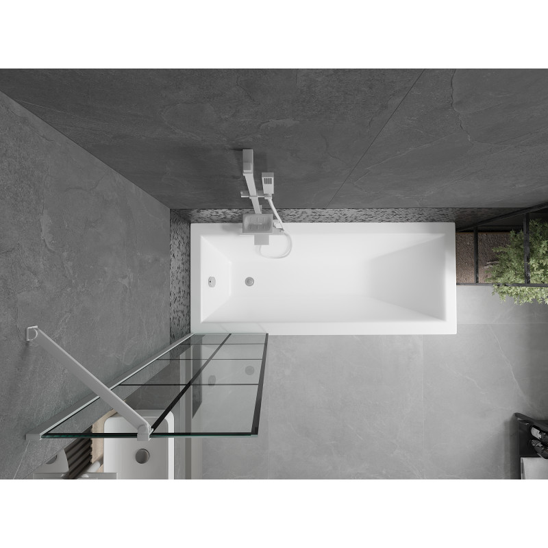 Mexen Next 1-flügelige Badezimmerschirmwand 50 x 150 cm, schwarzes Raster, weiß - 895-050-000-00-77-20