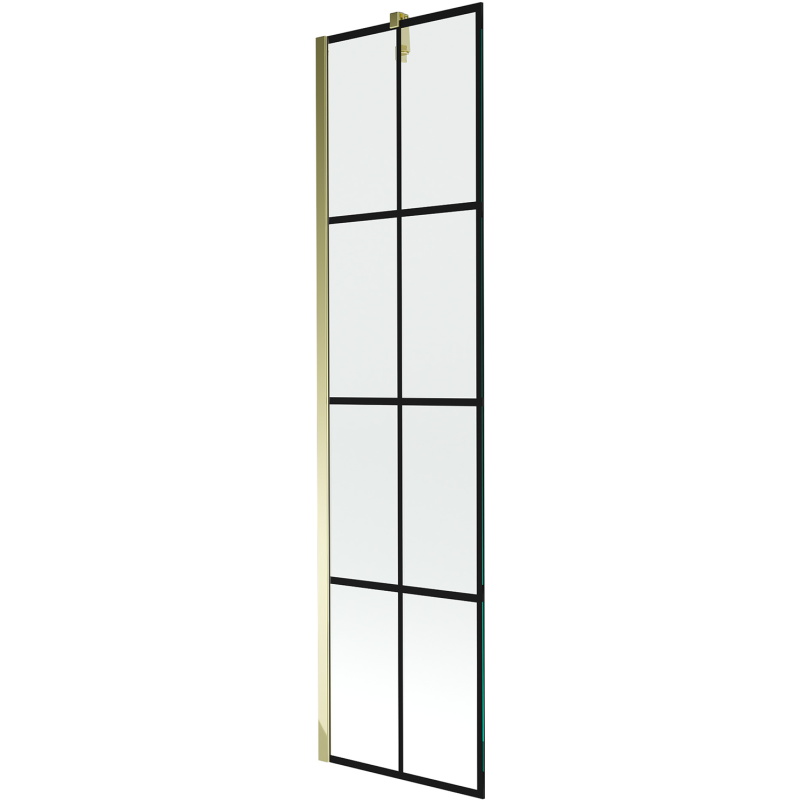 Mexen Next 1-flügelige Duschwand 50 x 150 cm, schwarzes Raster, gold - 895-050-000-00-77-50