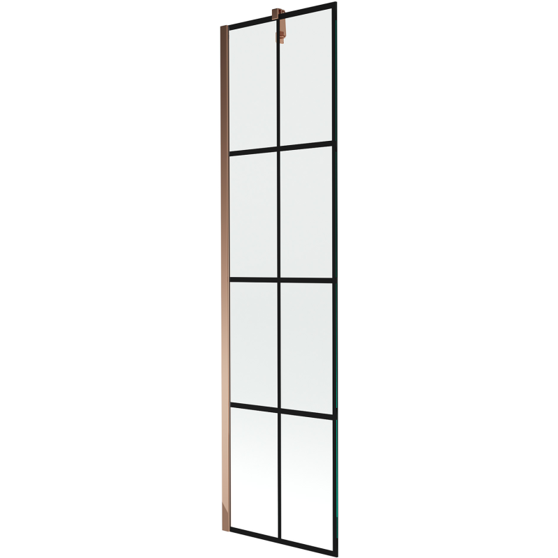 Mexen Next 1-flügelige Badewannenabtrennung 50 x 150 cm, schwarzes Gitter, Roségold - 895-050-000-00-77-60