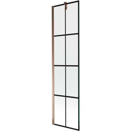 Mexen Next 1-flügelige Badewannenabtrennung 50 x 150 cm, schwarzes Gitter, Roségold - 895-050-000-00-77-60