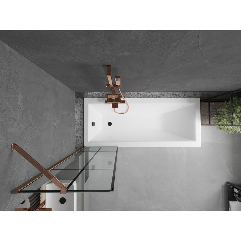 Mexen Next 1-flügelige Badewannenabtrennung 50 x 150 cm, schwarzes Gitter, Roségold - 895-050-000-00-77-60