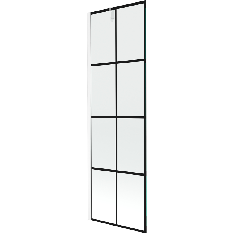 Mexen Next 1-flügelige Badewannenabtrennung 60 x 150 cm, schwarzes Gitter, weiß - 895-060-000-00-77-20