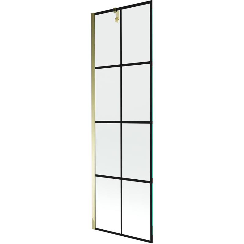 Mexen Next Einflügelige Duschwand 60 x 150 cm, schwarzes Gitter, Gold - 895-060-000-00-77-50