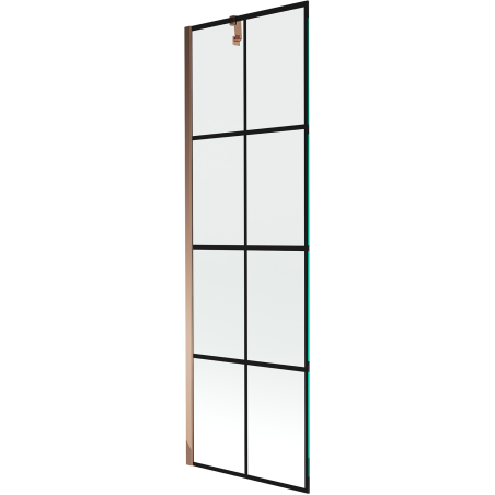 Mexen Next einflügelige Badewannenabtrennung 60 x 150 cm, schwarzes Gitter, Roségold - 895-060-000-00-77-60