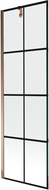 Mexen Next einflügelige Badewannenabtrennung 60 x 150 cm, schwarzes Gitter, Roségold - 895-060-000-00-77-60