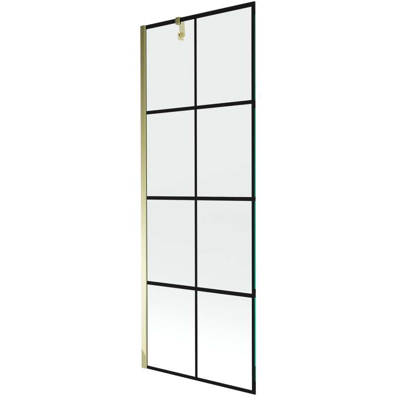 Mexen Next Duschabtrennung 1-flügelig 70 x 150 cm, schwarzes Gitter, gold - 895-070-000-00-77-50