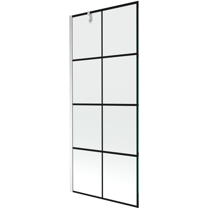 Mexen Next Duschabtrennung 1-flügelig 80 x 150 cm, schwarzes Karomuster, Chrom - 895-080-000-00-77-01