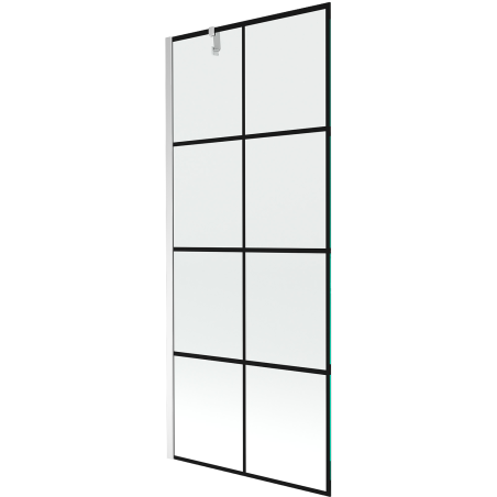 Mexen Next Duschabtrennung 1-flügelig 80 x 150 cm, schwarzes Karomuster, Chrom - 895-080-000-00-77-01