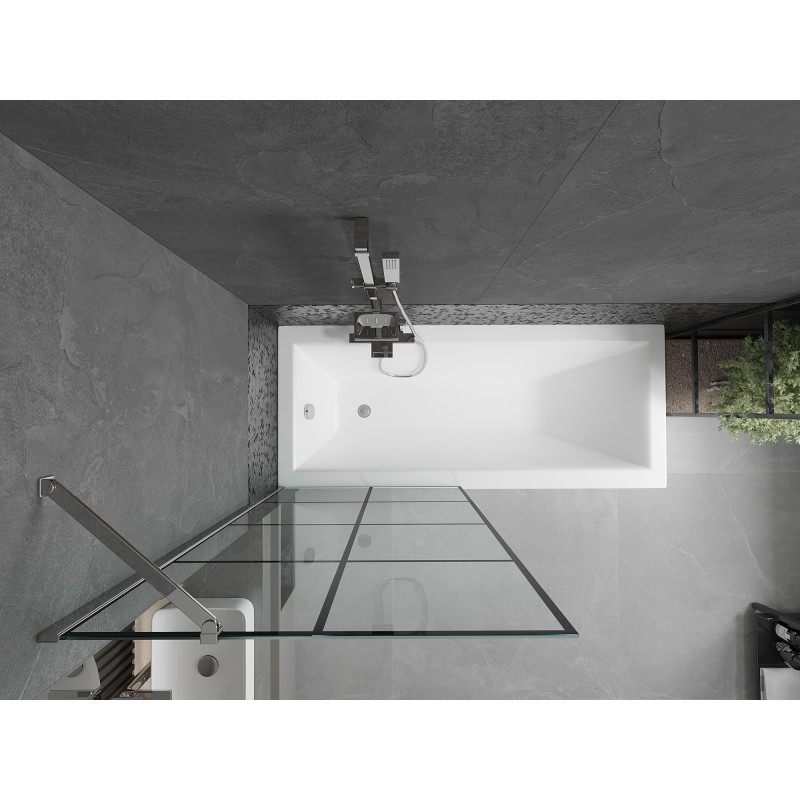 Mexen Next Duschabtrennung 1-flügelig 80 x 150 cm, schwarzes Karomuster, Chrom - 895-080-000-00-77-01