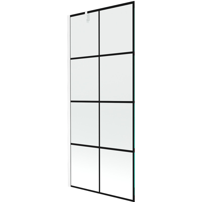 Mexen Next einteilige Duschwand 80 x 150 cm, schwarzes Gitter, weiß - 895-080-000-00-77-20