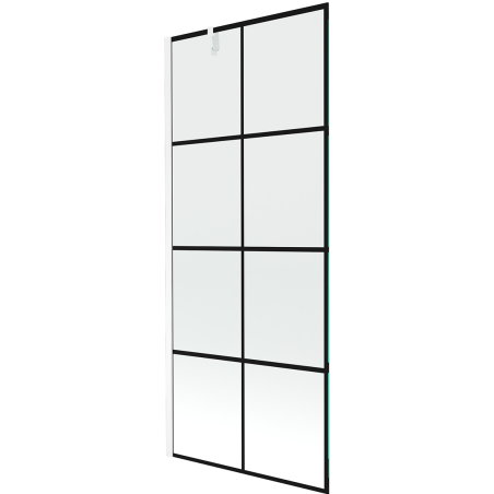 Mexen Next einteilige Duschwand 80 x 150 cm, schwarzes Gitter, weiß - 895-080-000-00-77-20
