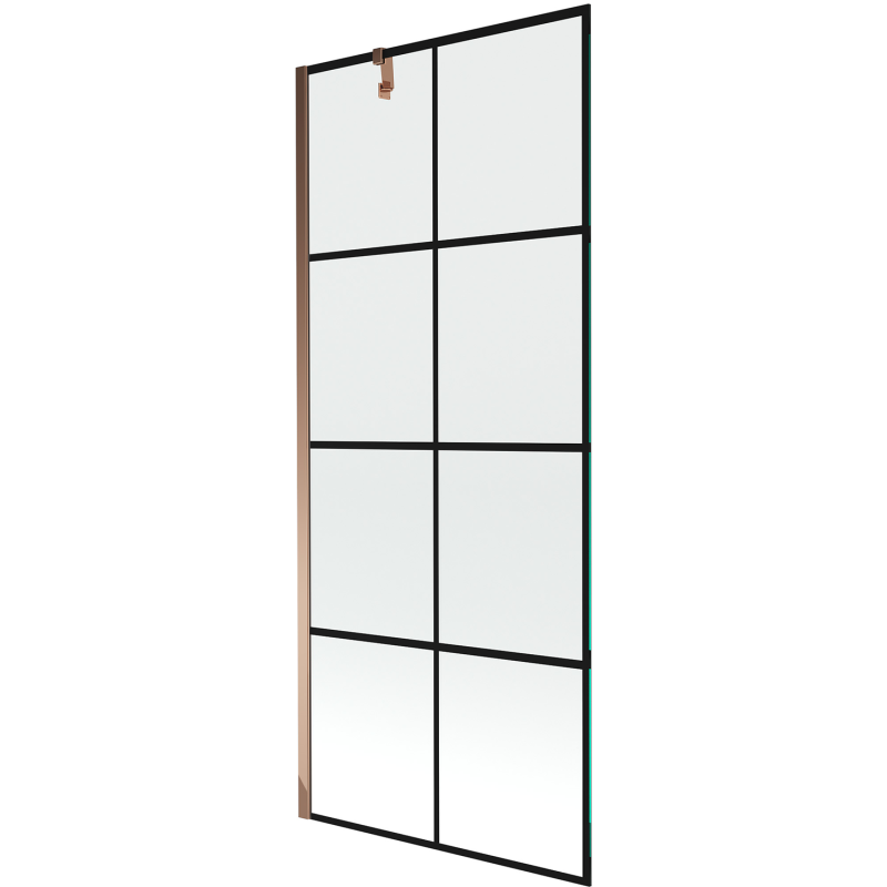 Mexen Next 1-flügelige Duschabtrennung 80 x 150 cm, schwarzes Gitter, Roségold - 895-080-000-00-77-60