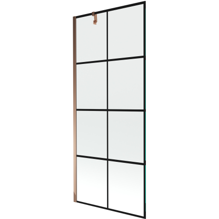 Mexen Next 1-flügelige Duschabtrennung 80 x 150 cm, schwarzes Gitter, Roségold - 895-080-000-00-77-60