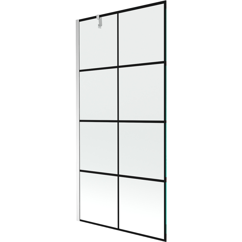 Mexen Next 1-flügelige Badewannenabtrennung 90 x 150 cm, schwarzes Gitter, Chrom - 895-090-000-00-77-01