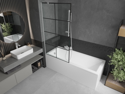 Mexen Next 1-flügelige Duschabtrennung 90 x 150 cm, schwarzes Gitter, weiß - 895-090-000-00-77-20