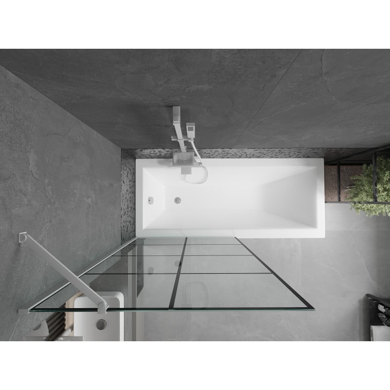 Mexen Next 1-flügelige Duschabtrennung 90 x 150 cm, schwarzes Gitter, weiß - 895-090-000-00-77-20