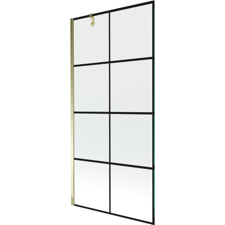 Mexen Next Duschabtrennung 1-flügelig 90 x 150 cm, schwarzes Gitter, gold - 895-090-000-00-77-50