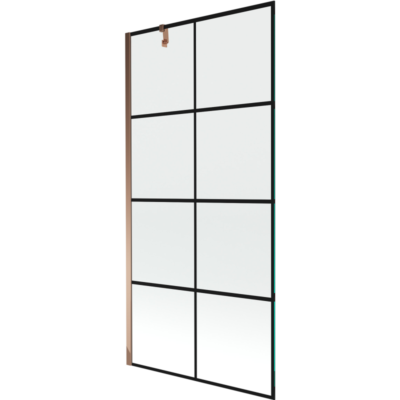 Mexen Next 1-flügelige Duschwand 90 x 150 cm, schwarzes Gitter, Roségold - 895-090-000-00-77-60