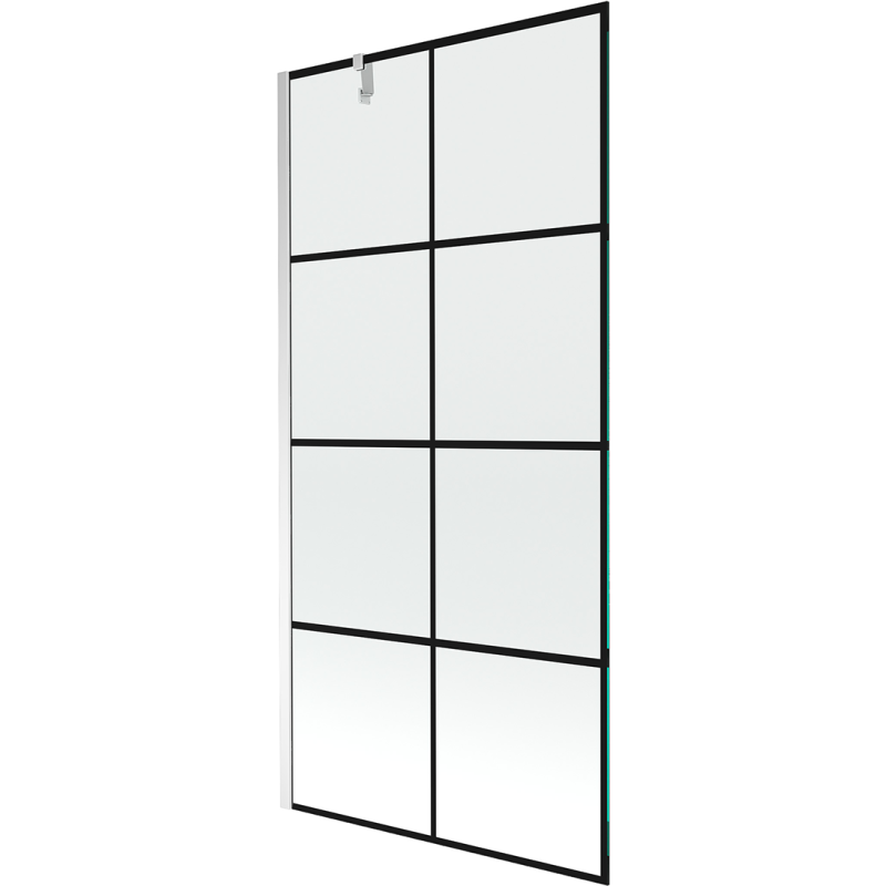 Mexen Next Duschwand 1-flügelig 100 x 150 cm, schwarzes Gitter, Chrom - 895-100-000-00-77-01