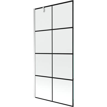 Mexen Next Duschwand 1-flügelig 100 x 150 cm, schwarzes Gitter, Chrom - 895-100-000-00-77-01