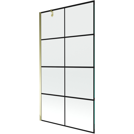 Mexen Next 1-flügelige Badewannenfaltwand 100 x 150 cm, schwarzes Gitter, gold - 895-100-000-00-77-50