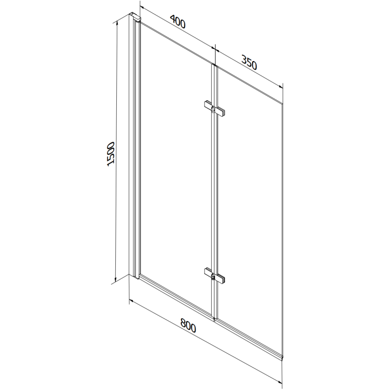 Mexen Castor Badewannenwand 2-flügelig 80 x 150 cm, Milchglas, Gold - 892-080-002-50-30