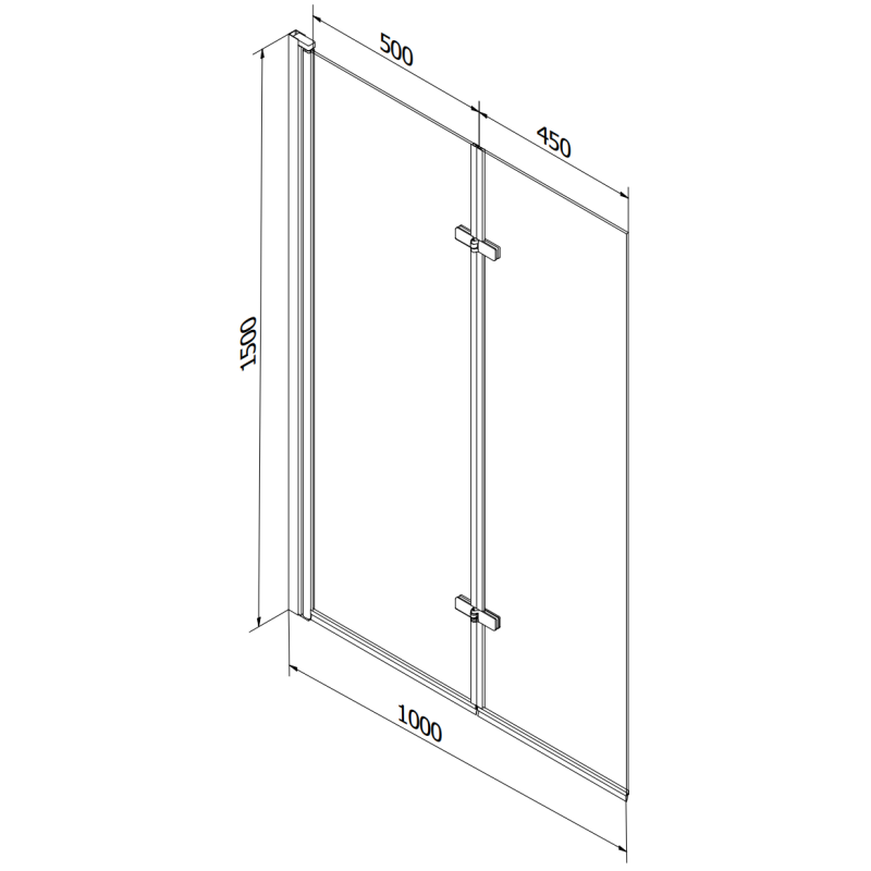 Mexen Castor Badewannenwand 2-flügelig 100 x 150 cm, satiniert, gold - 892-100-002-50-30