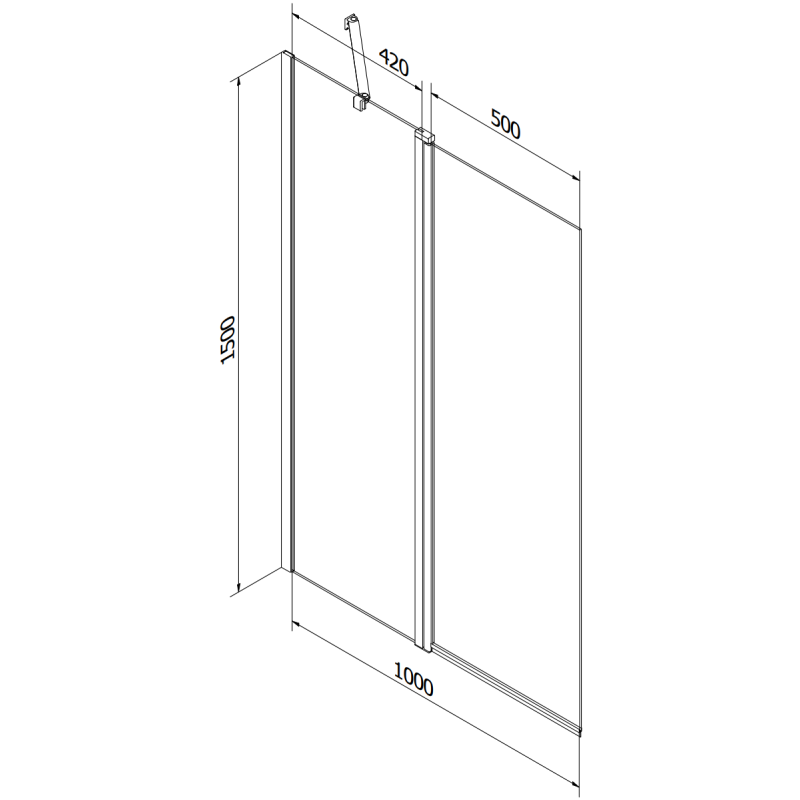 Mexen Flip Badewannenaufsatz 2-flügelig 100 x 150 cm, transparent, gold - 894-100-101-50-00