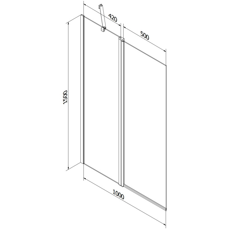 Mexen Flip Duschabtrennung für Badewanne, 2-flügelig, 100 x 150 cm, transparent, gold - 894-100-101-50-00