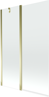 Mexen Flip Badewannenfaltwand 2-flügelig 120 x 150 cm, transparent, gold - 894-120-101-50-00