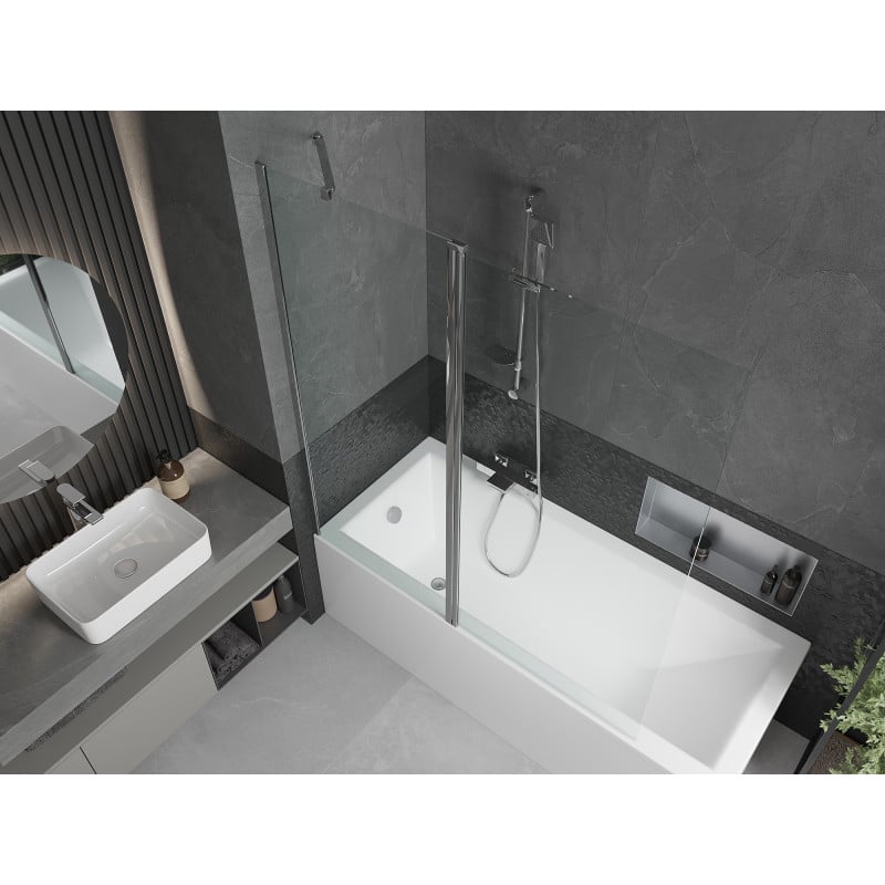 Mexen Flip Badewannenfaltwand 2-teilig 140 x 150 cm, transparent, Chrom - 894-140-101-01-00