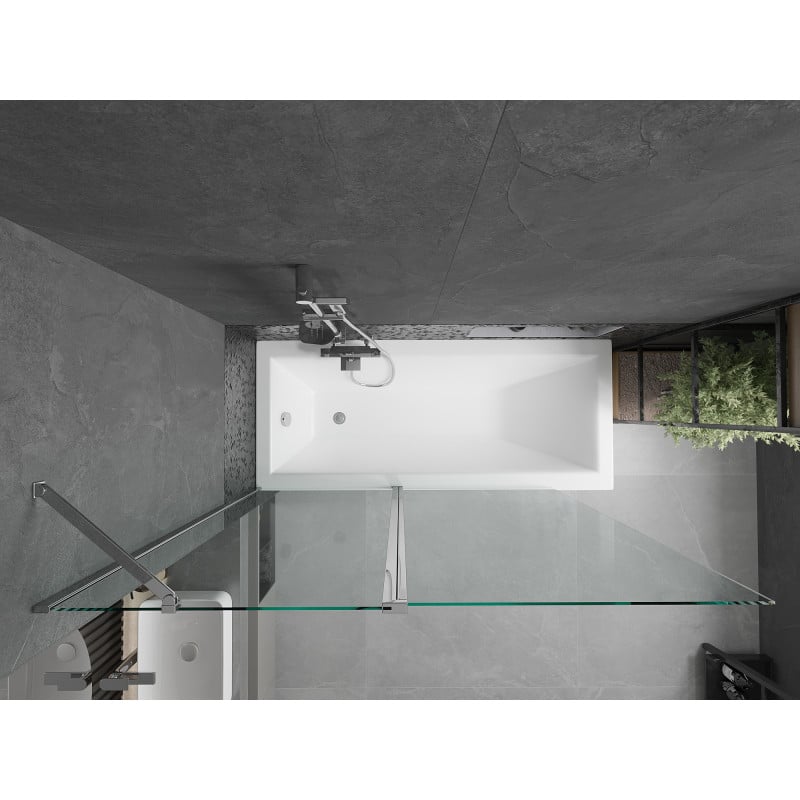 Mexen Flip Badewannenfaltwand 2-teilig 140 x 150 cm, transparent, Chrom - 894-140-101-01-00