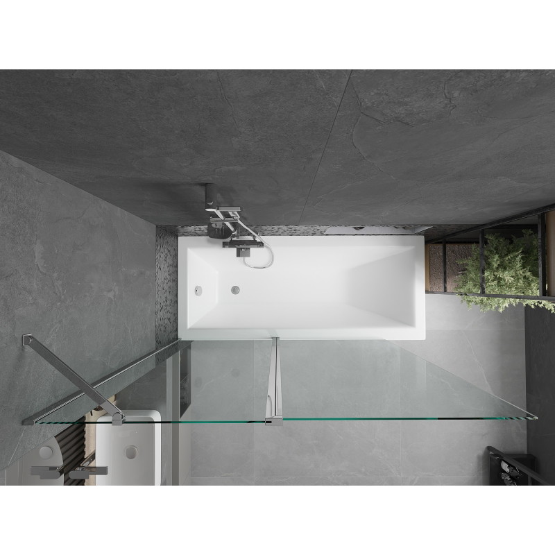 Mexen Flip zweiflügelige Badewannenabtrennung 140 x 150 cm, transparent, Chrom - 894-140-101-01-00