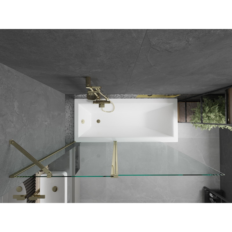 Mexen Flip 2-flügelige Badewannenfaltwand 140 x 150 cm, transparent, gold - 894-140-101-50-00
