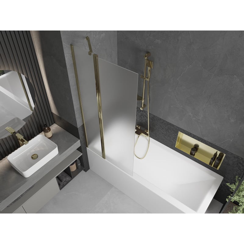 Mexen Flip Badewannenfaltwand 2-flügelig 80 x 150 cm, matt, gold - 894-080-101-50-30