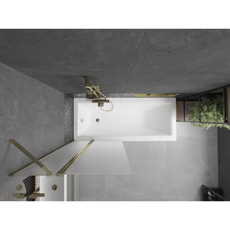 Mexen Flip Badewannenfaltwand 2-flügelig 80 x 150 cm, matt, gold - 894-080-101-50-30