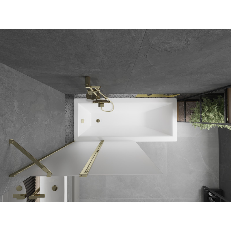 Mexen Flip Duschabtrennung 2-flügelig 100 x 150 cm, matt, gold - 894-100-101-50-30