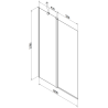Mexen Flip Badewannenfaltwand 2-teilig 100 x 150 cm, Frost, Schwarz - 894-100-101-70-30