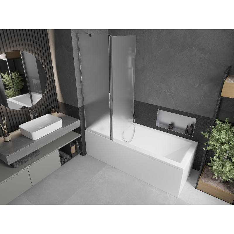 Mexen Flip Badewannenabtrennung 2-flügelig 120 x 150 cm, satiniert, Chrom - 894-120-101-01-30