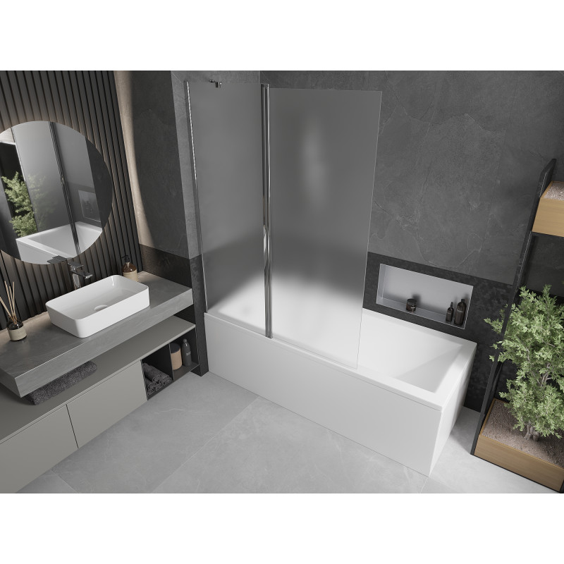 Mexen Flip Badewannenabtrennung 2-flügelig 120 x 150 cm, satiniert, Chrom - 894-120-101-01-30