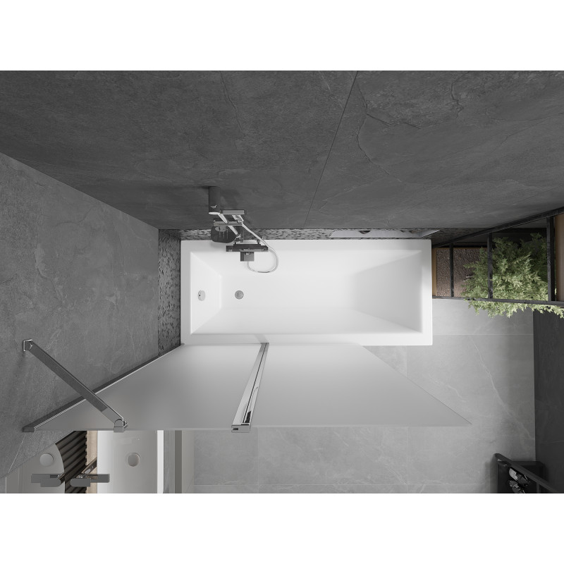 Mexen Flip Badewannenabtrennung 2-flügelig 120 x 150 cm, satiniert, Chrom - 894-120-101-01-30