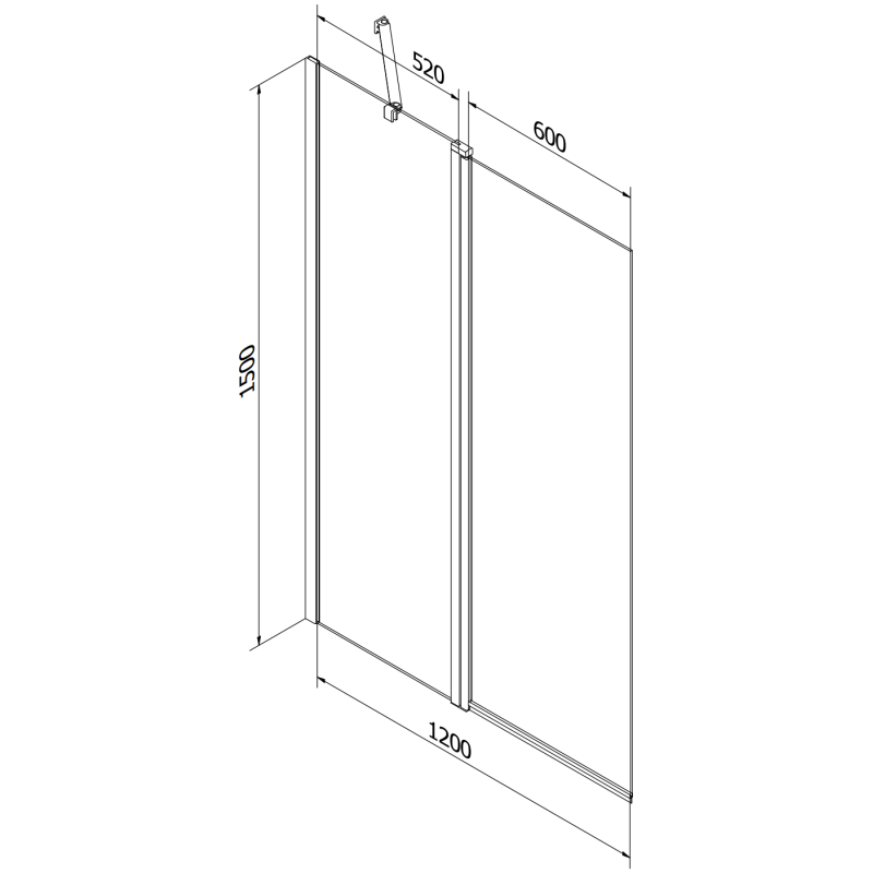 Mexen Flip Badewannenfaltwand 2-flügelig 120 x 150 cm, matt, gold - 894-120-101-50-30