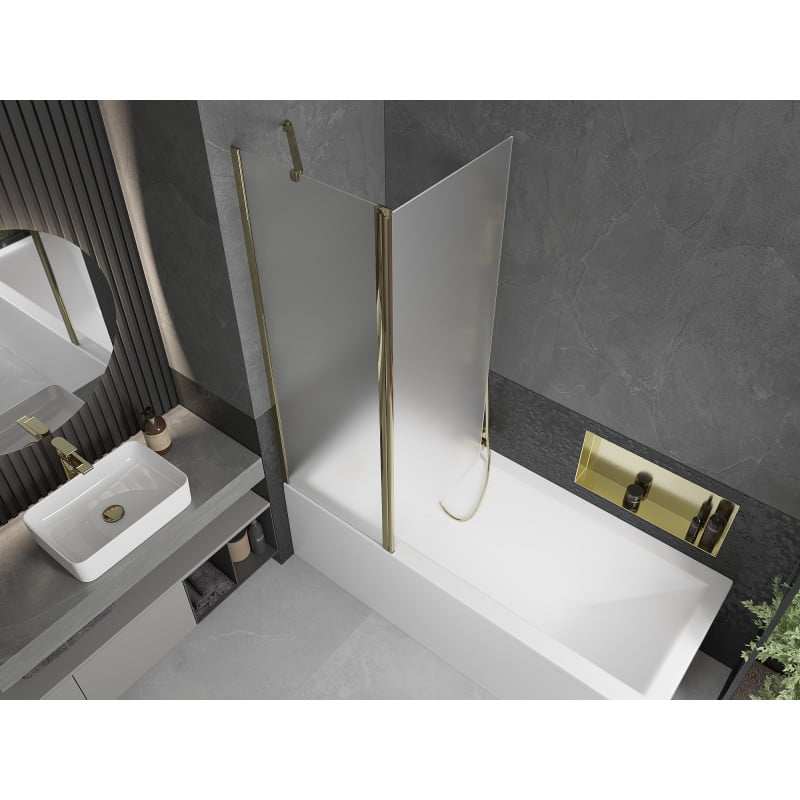 Mexen Flip Badewannenfaltwand 2-flügelig 120 x 150 cm, matt, gold - 894-120-101-50-30