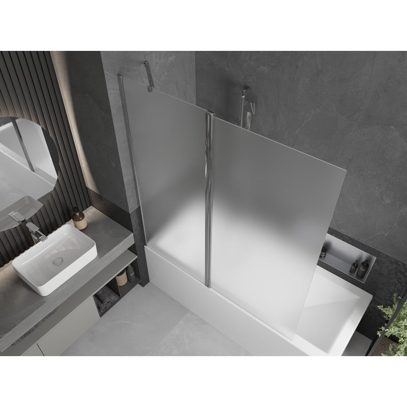 Mexen Flip Duschabtrennung 2-flügelig 140 x 150 cm, satiniert, Chrom - 894-140-101-01-30