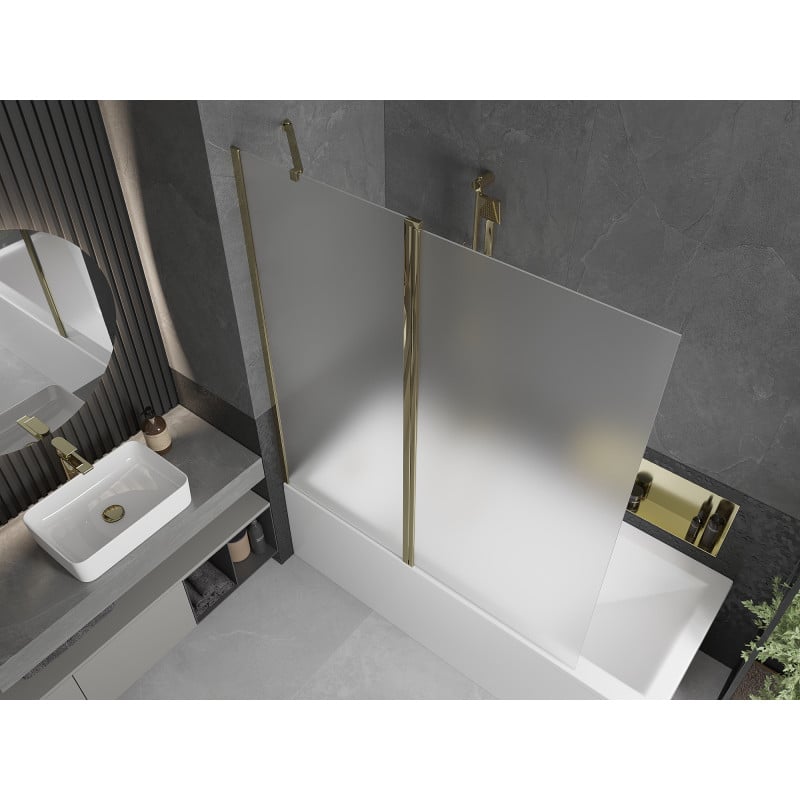 Mexen Flip Duschabtrennung 2-flügelig 140 x 150 cm, matt, golden - 894-140-101-50-30