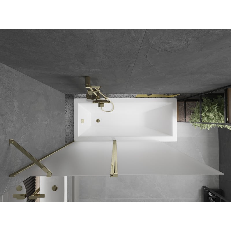 Mexen Flip Duschabtrennung 2-flügelig 140 x 150 cm, matt, golden - 894-140-101-50-30