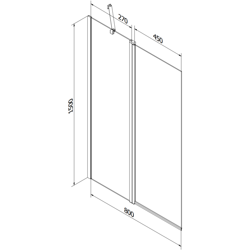 Mexen Flip zweiflügeliger Badewannenaufsatz 80 x 150 cm, schwarzes Gitter, schwarz - 894-080-101-70-77